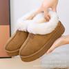 Тапочки хлопковые с пяткой-сумкой женские осенне-зимние новые теплые домашние комнатные на толстой подошве плюшевые уличные туфли