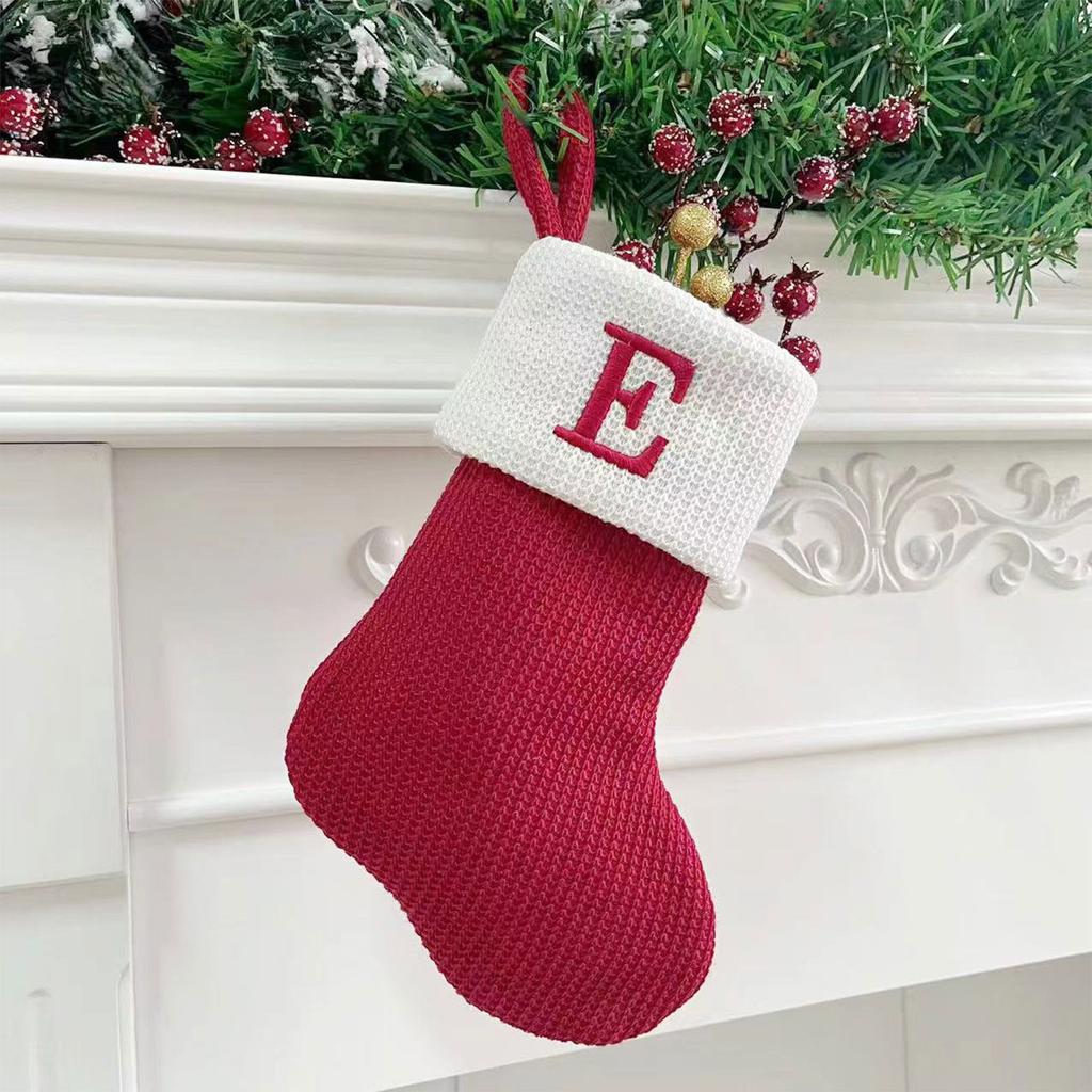 Рождественские чулки, маленькие вышитые буквы, вязаные рождественские подвесные чулки, украшения, декор для рождественской вечеринки