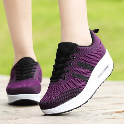 Дышащая сетка Женские кроссовки для ходьбы Модные вязаные туфли на платформе Нескользящая повседневная спортивная обувь Воздушная подушка Танцевальные клинья