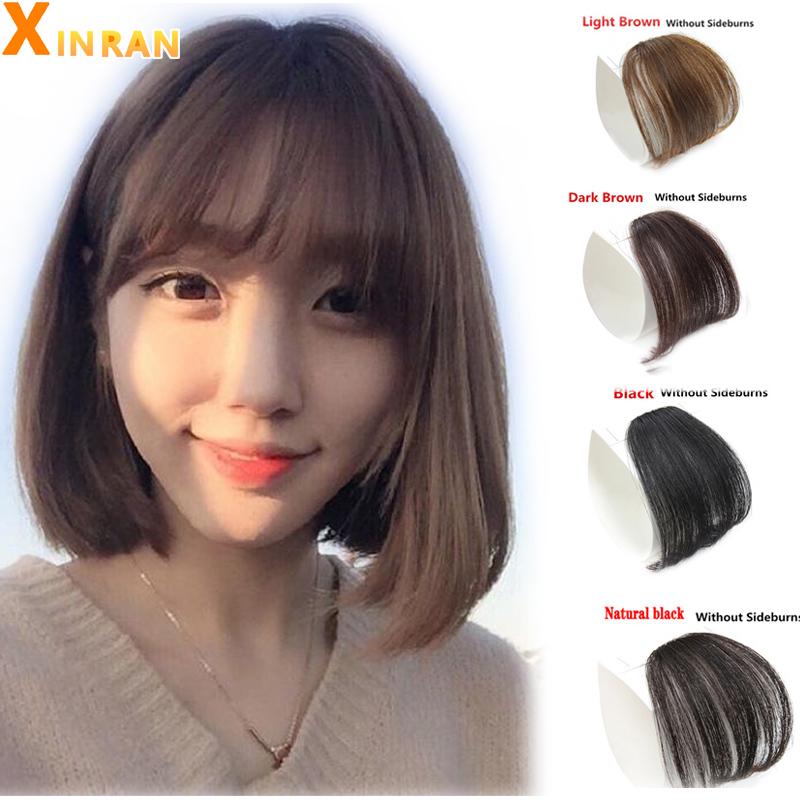 Straight Light Brown Dark Brown Blunt Air Bangs Front Hair Fringes Bangs Clip In Neat Women