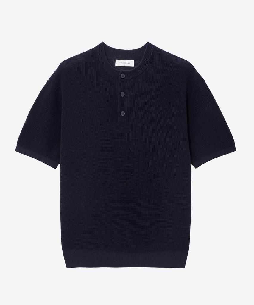 MINDBRIDGE [2 шт.][Включено] Крупная вязаная футболка-henley с коротким рукавом, имитация льна - 5 цветов