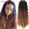 18 Inch Goddess Faux locs Crochet Hair 1- 6 Packs Soft Gypsy Locs Wavy Crochet Braids Dreadlocks 3 Tone Curly Wavy Twists Hair