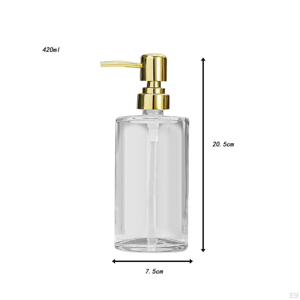 Clear Glass Soap Dispenser Empty 420ml Lotion Bottle Pump Container for Home Laundry