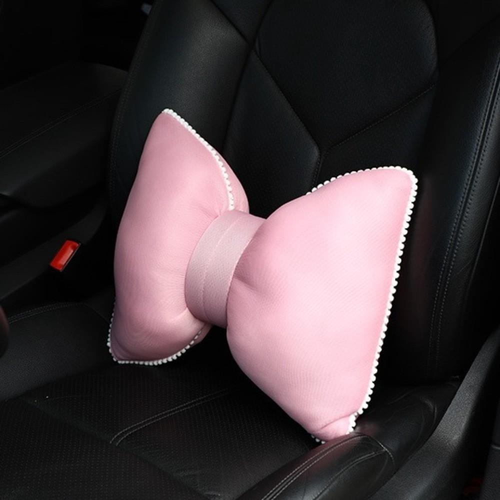 Pink Black Car Headrest Neck Pillow Bow Summer Fashion Car Headrest for Car Interior Additions