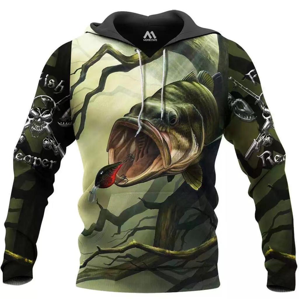 Men's and women's same 3D digital printing hooded sweater Fishing Luya lover pattern outdoor sports sweater