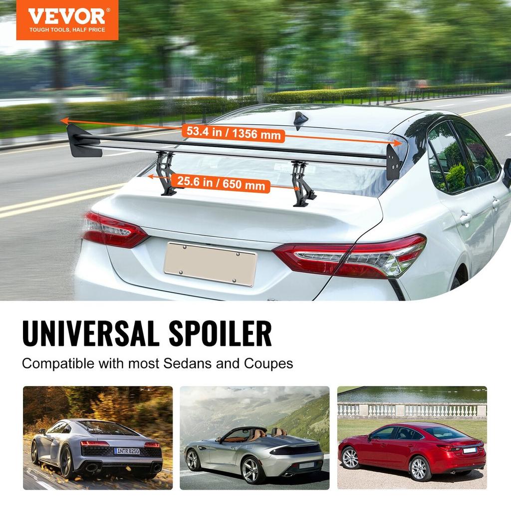 Universal Rear Spoiler GT Style Adjustable Trunk Wing Car Racing 53.1''