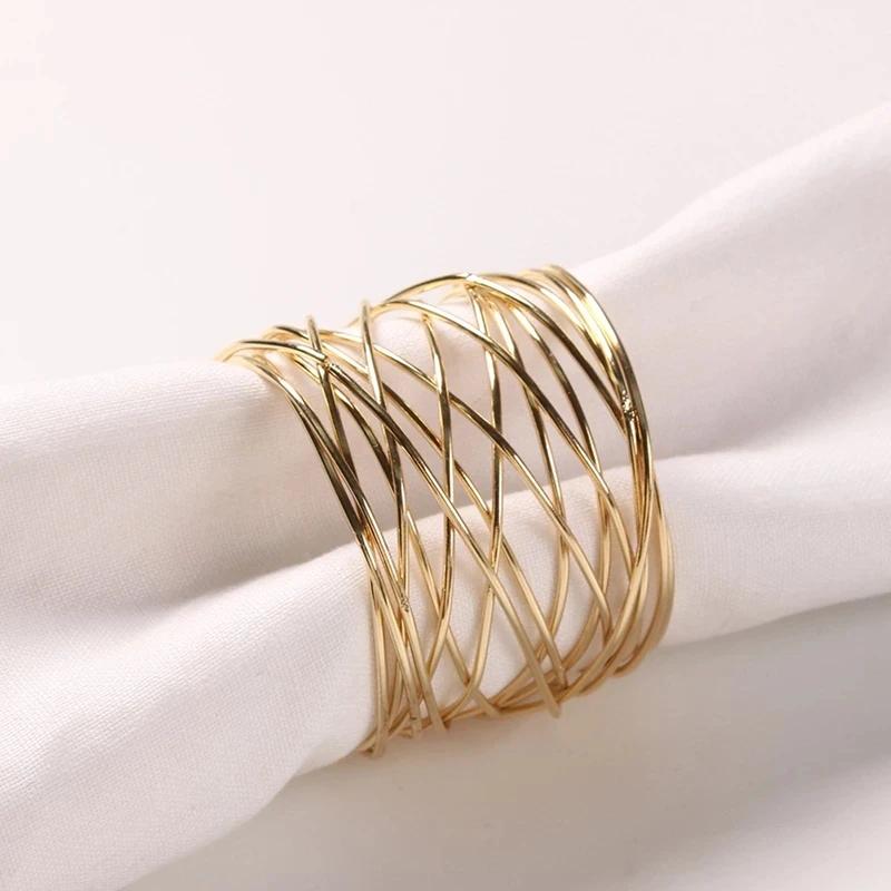 New Creative Mental Napkin Rings Art Circle Hollow Gold Round Western Handcrafted Home Weddings Table Decoration Napkin Rings
