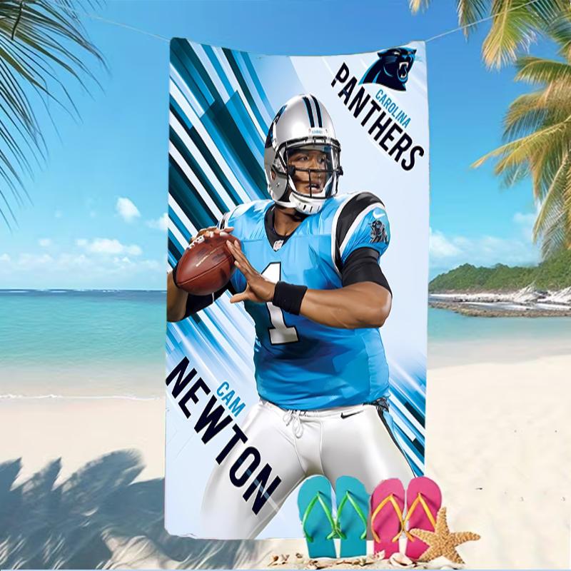 Beach Towel with Carolina Panthers Pattern - soft,absorbent,machine washable Lightweight&Modern,swimming,Travel Essentials