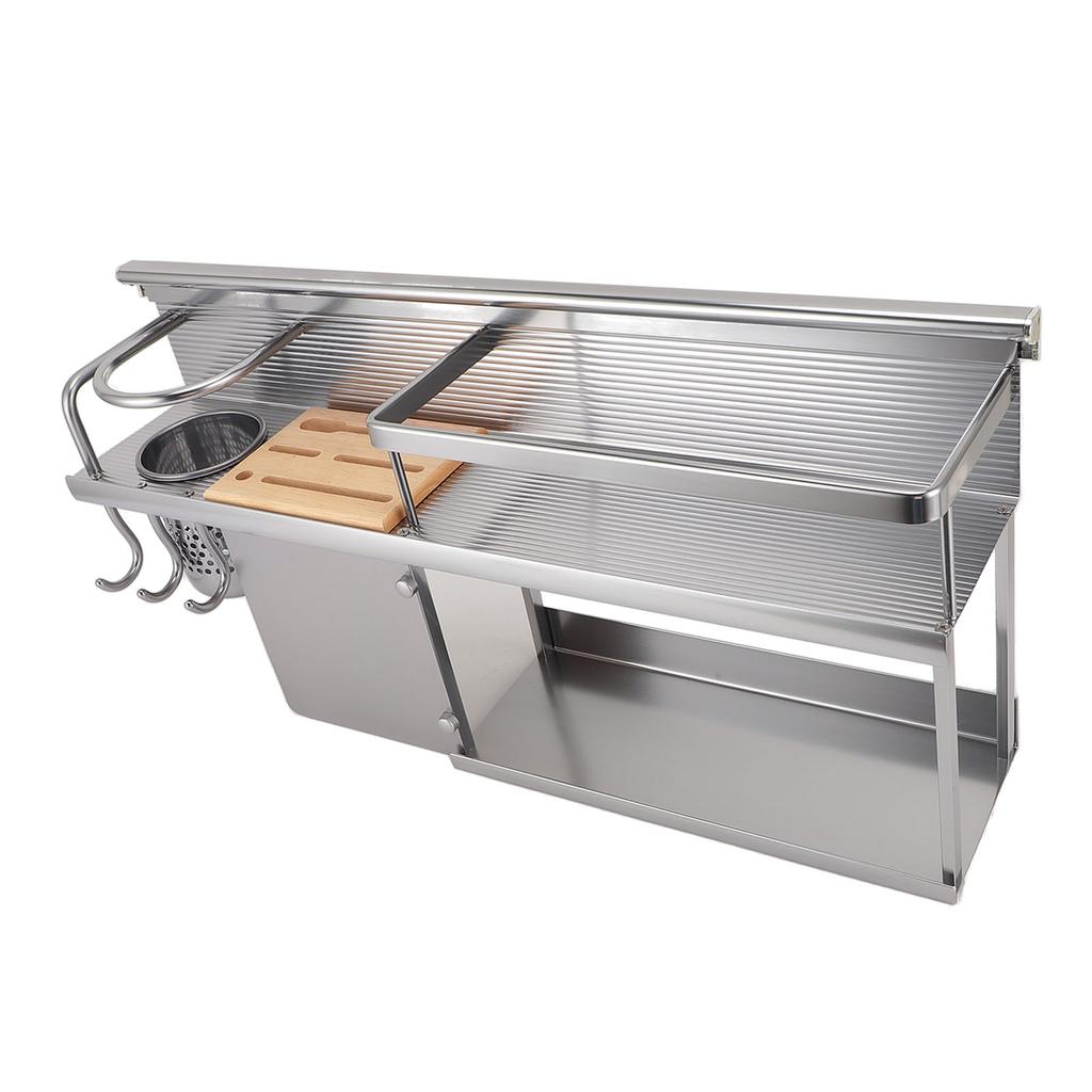 Полка для кухонных принадлежностей, двухъярусная, из алюминиевого сплава, настенная, кухонная, органайзер, стойка для лопатки, ложки