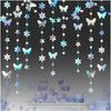 52.5 Ft Iridescent Butterfly Garland Butterfly Flower Circle dot Hanging Paper Banner Streamer for Birthday Baby Shower Wedding Party Decorations