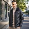 Futin Men's Winter Top-Grain Cowhide Leather Jacket with Mink Fur Collar