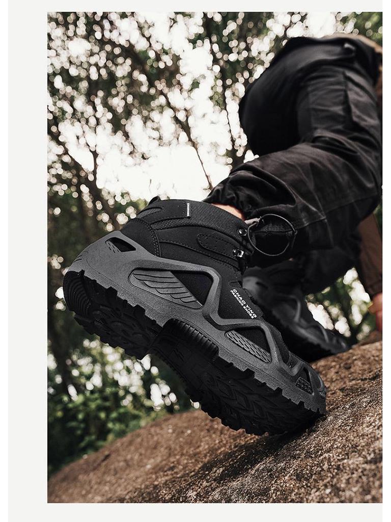 Мужские ультралегкие водонепроницаемые высокие походные и тактические ботинки - дышащая уличная боевая и пустынная обувь