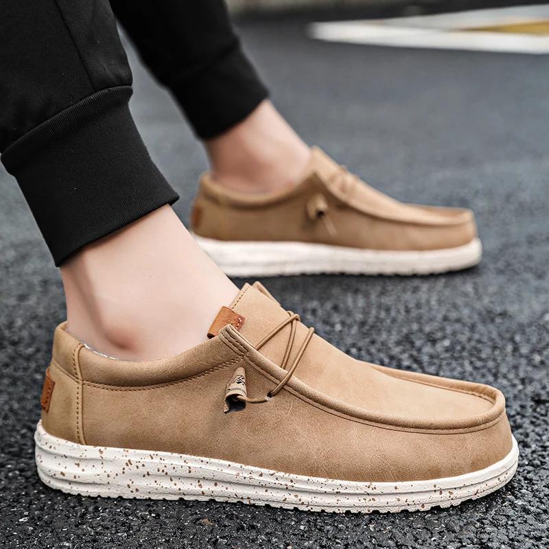Fashion New Fashion Handmade Leather Casual Mens Walking Shoes Design Minimalist Loafers Low Top Lace-Up Driving Flats Plus Size 40-48