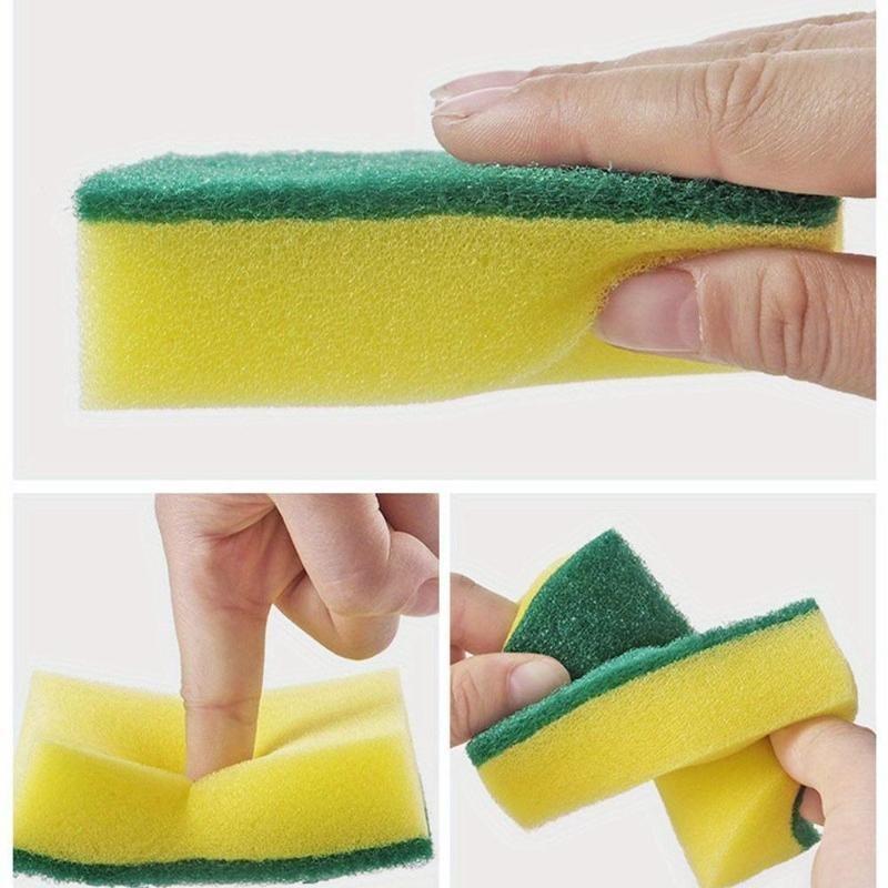 5pcs, Cleaning Sponge, Dish Scrubbing Brush, Pot Scrubber, Microfiber Dish Cloths, Scouring Pads, Cleaning Tools, Kitchen Accessories, Kitchen Gadgets