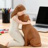 Girl Hugging Pet Dog Miniature Statue Decorative Resin Ornament Loss of Pet Sympathy Gift for Animal Pet Lover Present