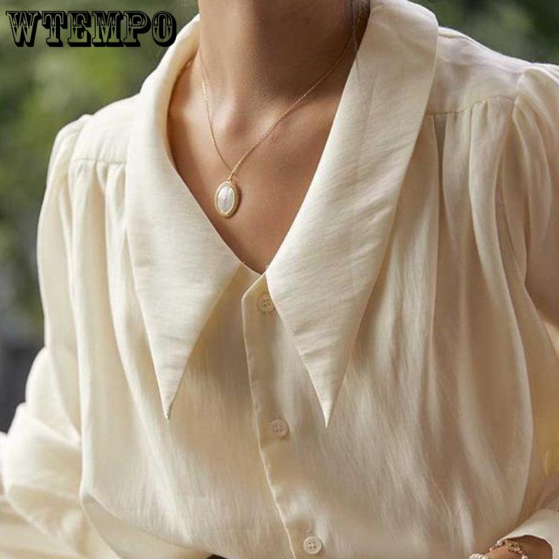 Spring and Autumn Women's Shirt French Vintage Bubble Sleeve Shirt with A Sense of Design