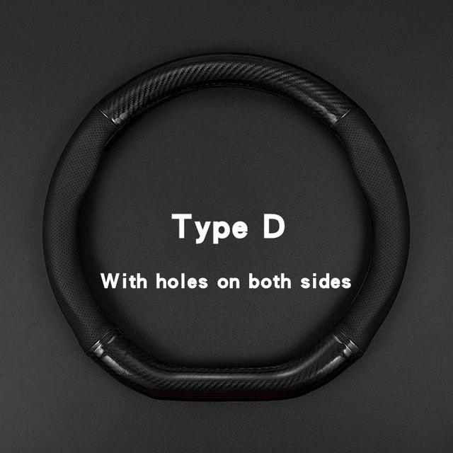 Универсальная оплетка на руль автомобиля из кожи с карбоновым волокном, трехмерная, противоскользящая, простые и модные автомобильные аксессуары