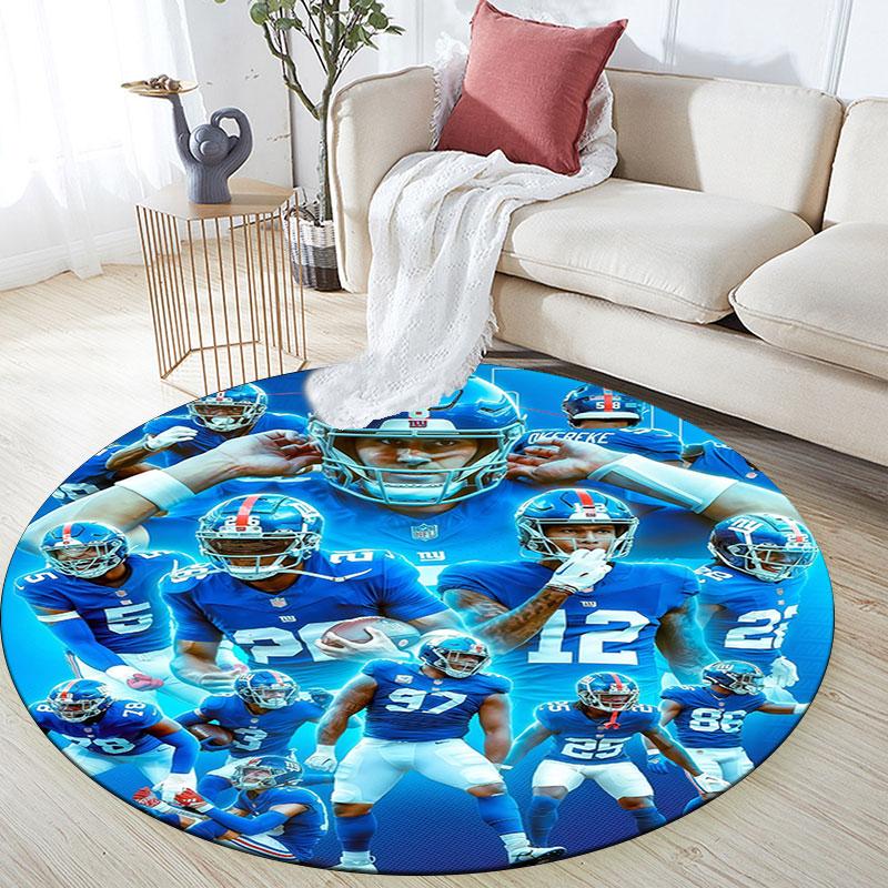 Giants Players pattern round rug,Carpet Rug for Living Room Bedroom Playroom ,Non-slip Floor Mat,Holiday Gifts and Birthday Gifts.