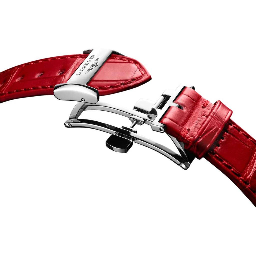 LONGINES Elegant Series Automatic Mechanical Movement Elegant Simple Women's White Dial Stainless Steel Case Crocodile Leather Strap L8.124.4.87.2