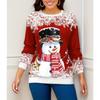 Women's Hoody Christmas Snowman Fashion Print Sweatshirts Long Sleeved O Neck Hoodies Female Tops