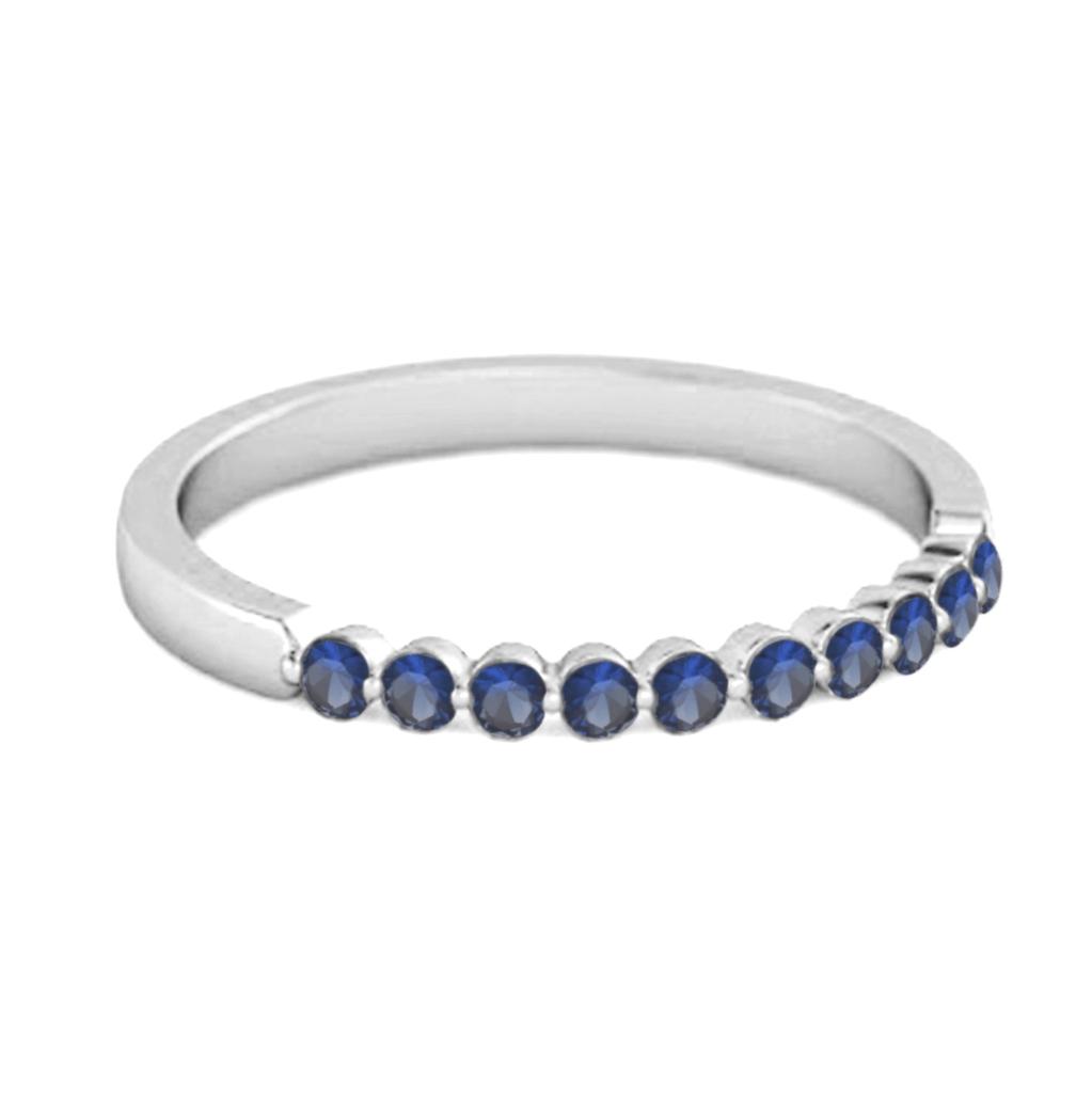 Blue Sapphire Half Eternity Design Band Ring - 925  Sterling Silver