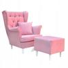 Gaja Wing Chair with Footrest Scandinavian Family Meble Pastel Pink