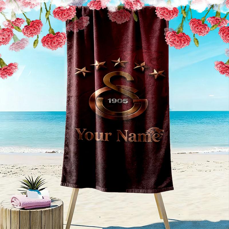 Galatasaray S Custom Name Print Beach Towel, Large Soft Quick Dry Towel for Beach Camping Swimming