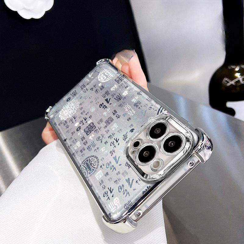 Держатель для карт из пудры Фушань, подходит для мобильного чехла Apple 16pro, 15 гальваническое покрытие, противоударный, 14 угловые воздушные подушки, 13 прозрачный 7/8