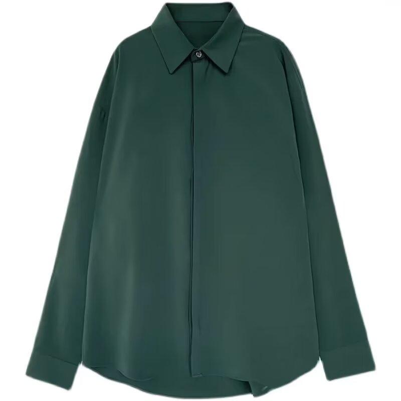 Autumn Light Mature Style Cuban Collar Lazy Drape Long Sleeved Shirt Men'S Loose Shirt 2024