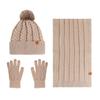 Winter Hat Scarf Gloves Set for Women Fleece Lined Pom Pom Skull Cap Long Scarf And Gloves Set Warm Knit 3 Pcs Set for Cold Weather