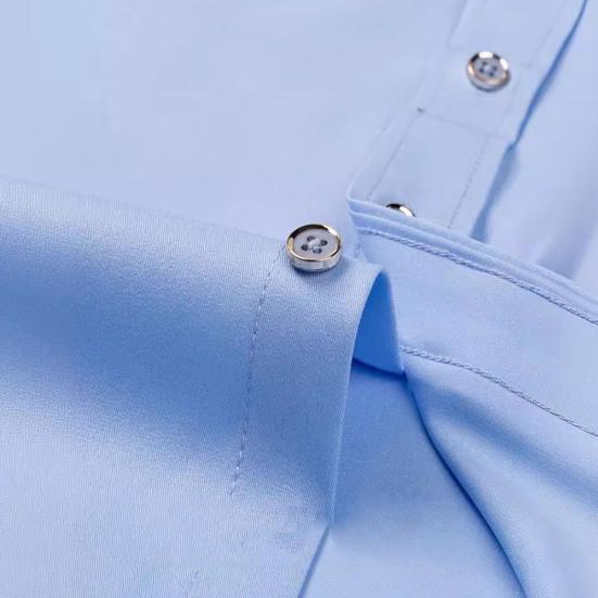 Мужская классическая рубашка со стразовым воротником и длинным рукавом, эластичная, без складок, официальная рубашка, однотонная, облегающая, для свадьбы, свидания, выпускного, деловая рубашка на пуговицах