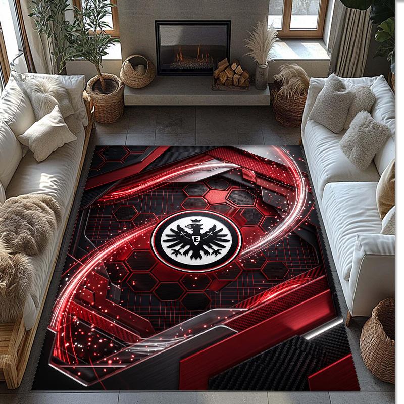 Eintracht Frankfurt Football Print Crystal Velvet Rug, Comfortable Water Absorbent Non Slip Indoor Floor Carpet