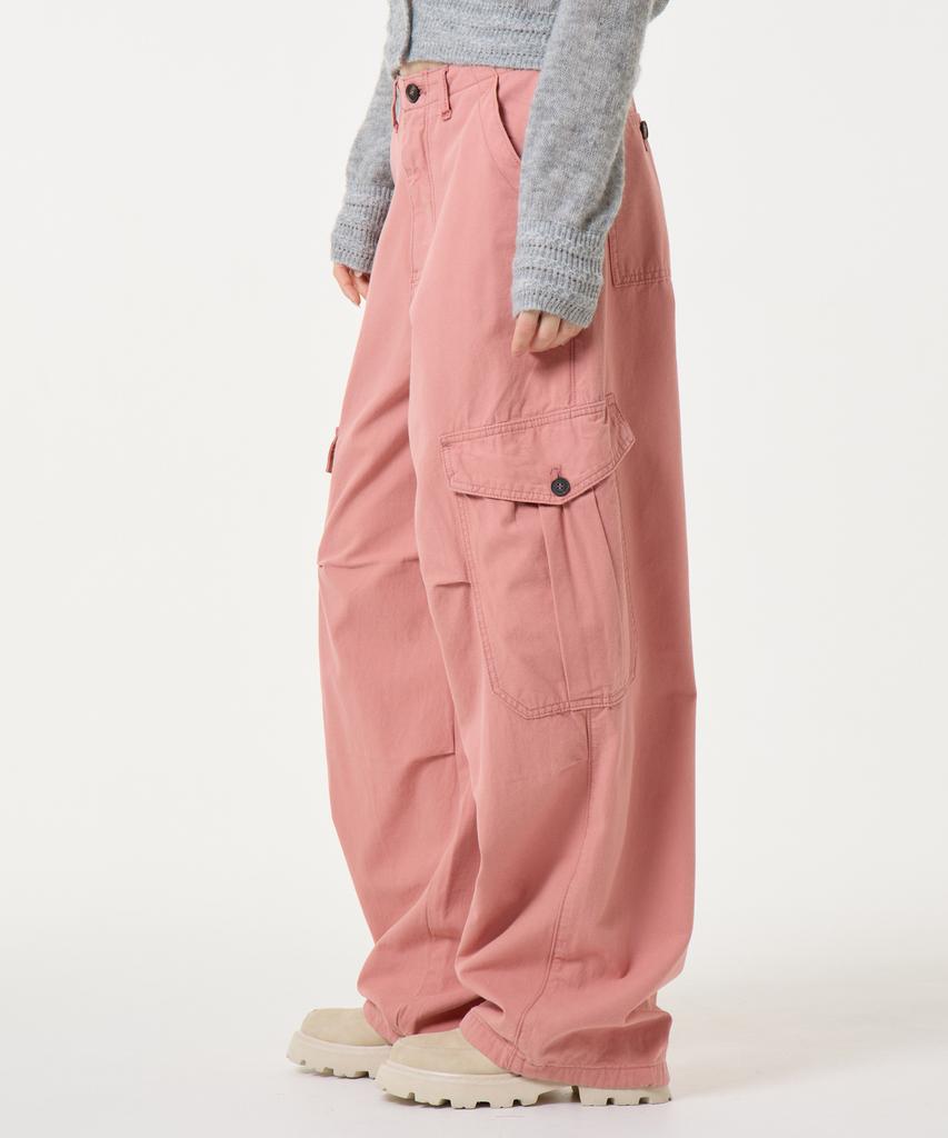 UNKNOWN PLANET Chin Pleated Wide String Cargo Cotton Pants Pink