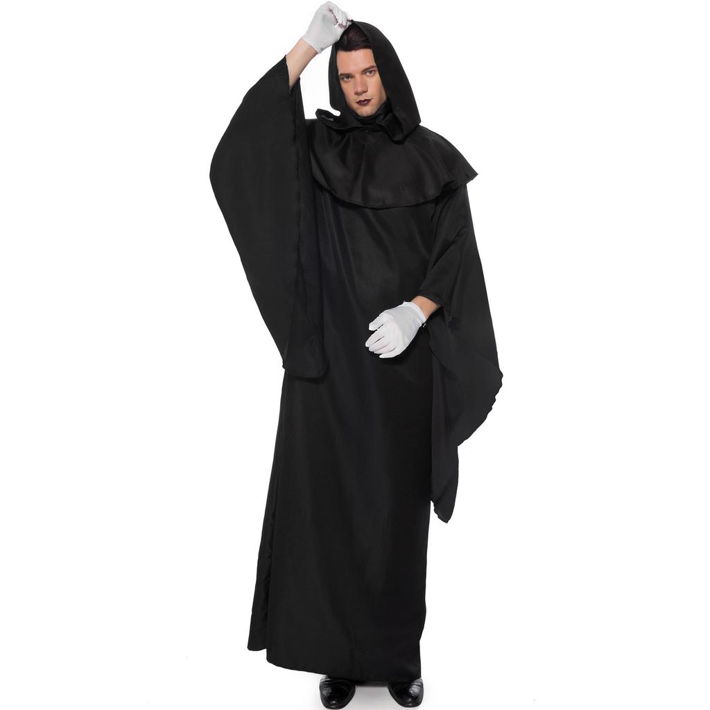 S-XL Хэллоуин костюм, мужской Grim Reaper Wizard, костюм зомби для взрослых Маскарадный костюм зомби для косплея