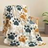 Boho Dog Paw Print Flannel Blanket Puppy Footprint Soft Warm Throw Blanket Sofa Bed Pet Lover Home Decor Gift