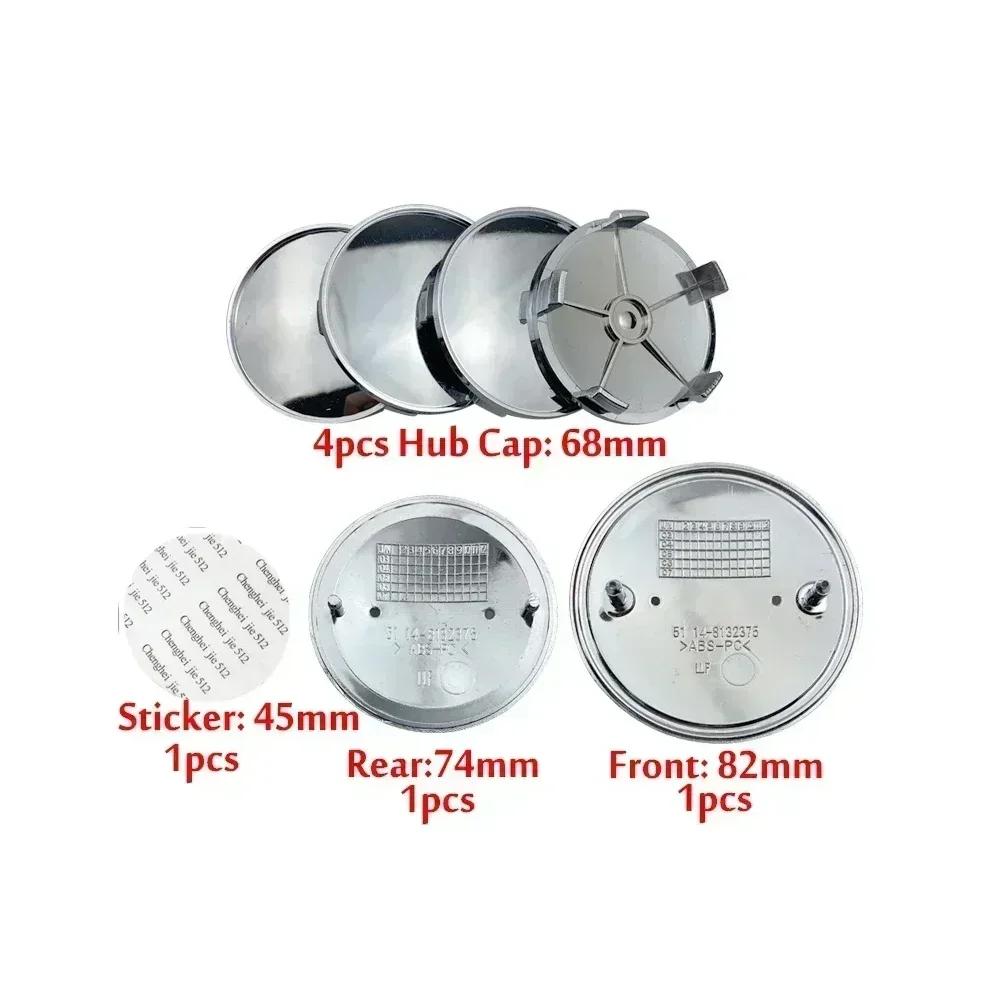 7Pcs front and rear car logos hub center cover steering wheel sticker For BMW F48 E60 G23 F16 E36 X5F25 G38 F06 F22 E93 E46 G31