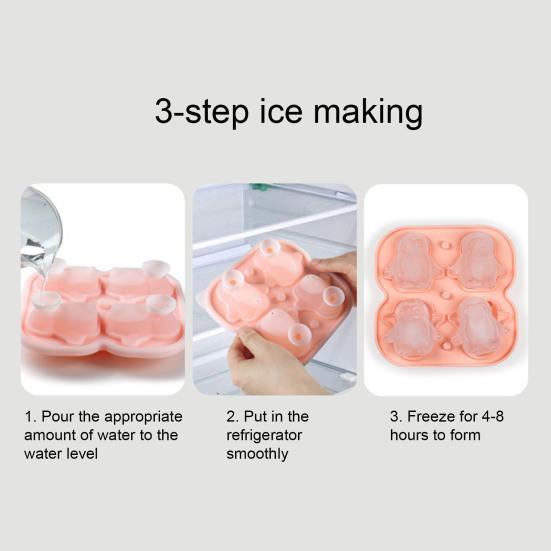 Penguin Shape Ice Tray Mold Non-stick Reusable Ice Cubes Silicone Whiskey Ice Penguin Mold Kitchen Accessory