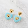 GEMCHIC Women's Heart Drop Earrings Colorful Enamel Gold Plated Fashion Dangle Studs for Women