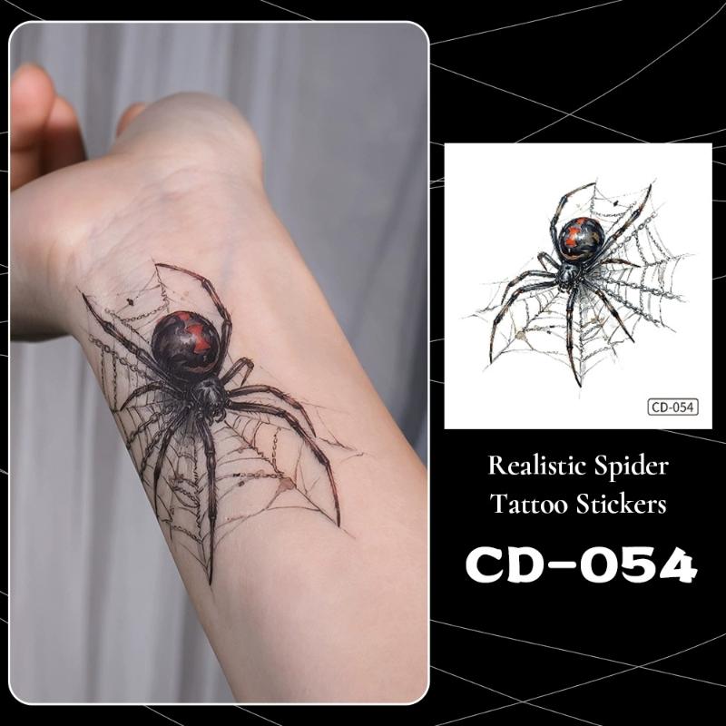 Temporary Tattoo Stickers 5PCS Spider Fake Tattoos Waterproof for Halloween Face Arm Body Cosplay Makeup Decoration