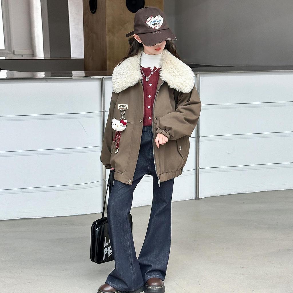 Девичье стеганое пальто - 2025 Осень/Зима Модная утолщенная хлопковая куртка для больших детей