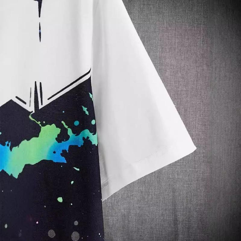 Colorful Ink Graffiti 3D Digital Printing Men's High Street Versatile Round Neck Shoulder Loose Casual Short Sleeved T-Shirts Men’s