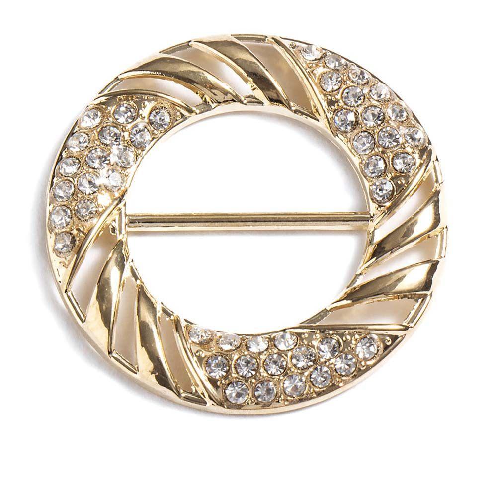 Geometric Women Gift Three-ring Square Crystal Round Scarf Ring Scarf Buckle Shawl Clip Brooch