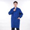 Women Men Work Coat Lapel Long Sleeve Elastic Cuffs Solid Color Washable Work