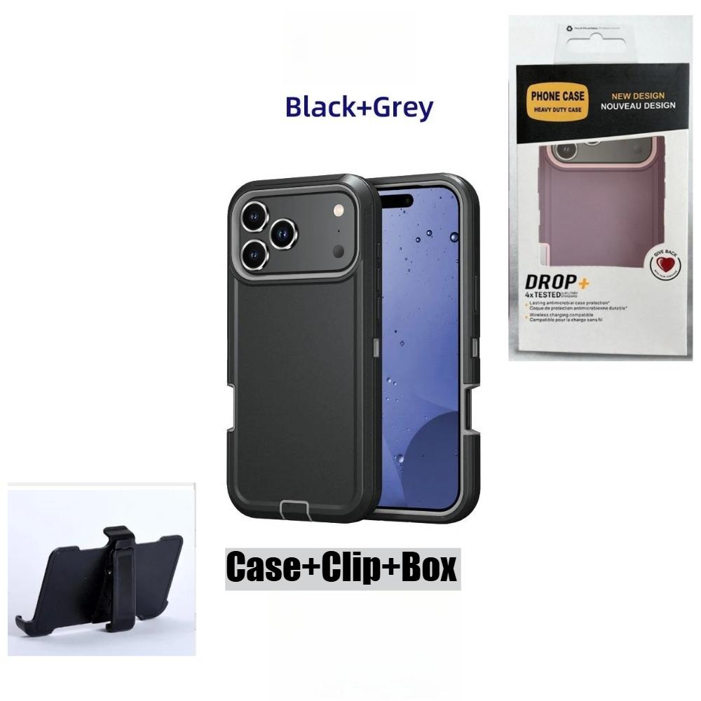 Бизнес-военный класс Защитник с коробкой Чехол для iPhone Air 17 16 15 14 13 12 Pro Max Ott Armor Box Пылезащитный Ударопрочный Защитный Чехол Зажим для ремня
