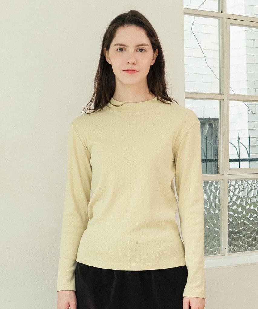CHIQUITA Eyelet High-Neck T-Shirt Yellow 250907Yl