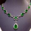 Natural Emerald Gemstone Luxury Pendant Necklace 925 Sterling Silver Choker Statement Evening Party Vintage Necklaces