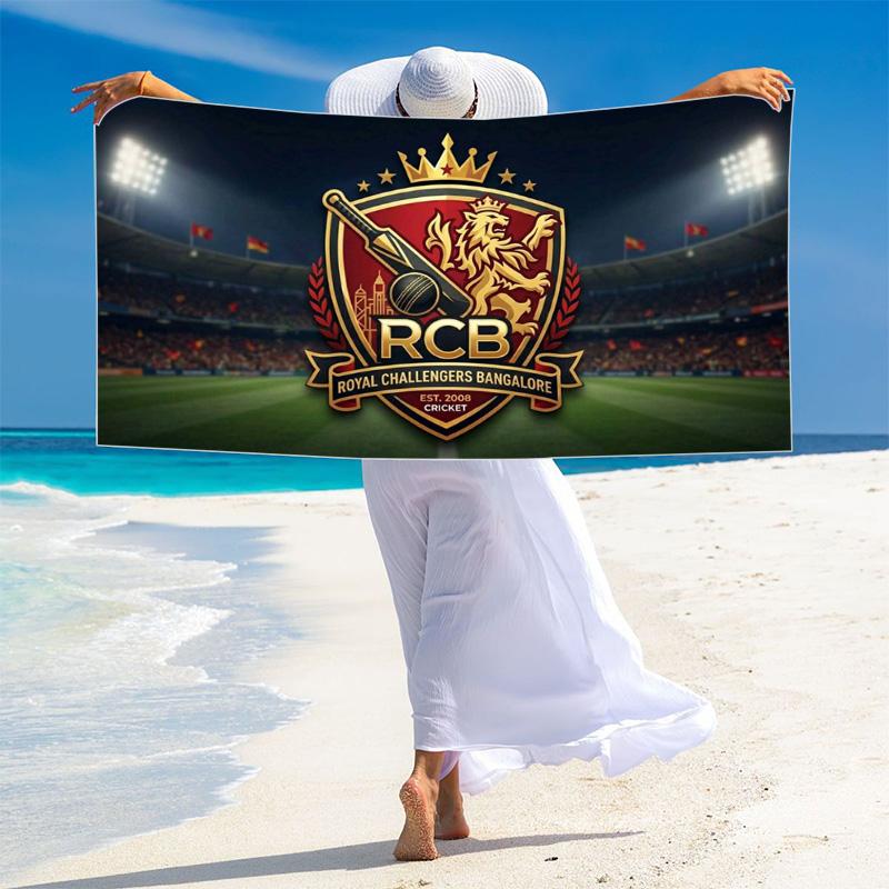 RCB logo Print Beach Towel, Large Soft Quick Dry Towel for Beach Camping Swimming