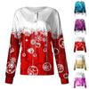 Women's Casual Long-sleeved Single-breasted Christmas Printed Protective Clothing Cardigan Top