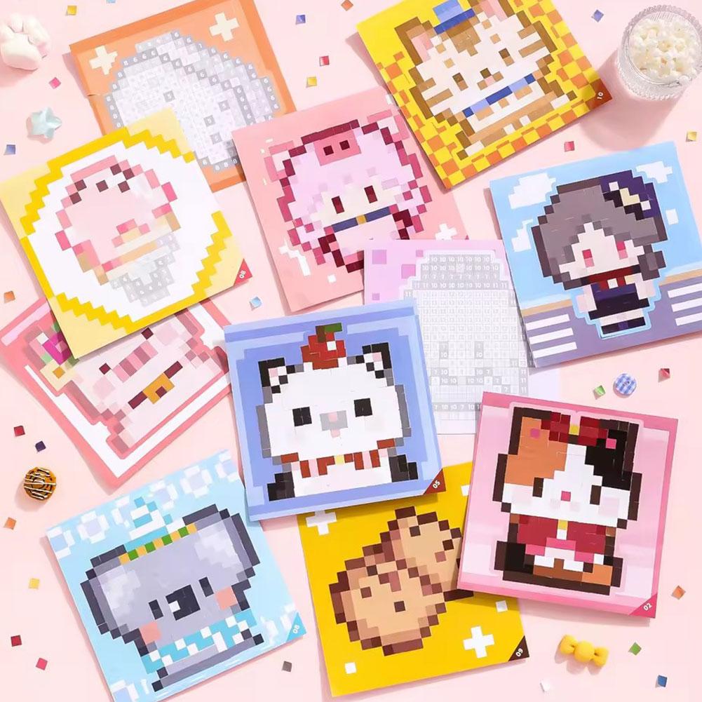23 шт./набор Книжка-раскраска пиксельными наклейками - Животные в стиле Bead Art, Креативный декор для журнала DIY, Веселые наклейки для коллажа, Канцелярские принадлежности, Подарок