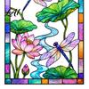 Modern Home Window Decor Dragonfly Lotus Cling Rainbow Style Stained Glass Suncatcher Static Pattern Film Decal Privacy for Door Balcony Bathroom